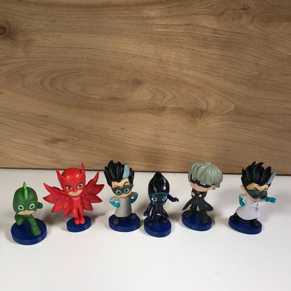 PJ Masks Mini Figures - Lot of 6 - 2.5 Inch Blue Base